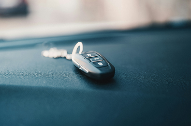 Car key fob on dashboard